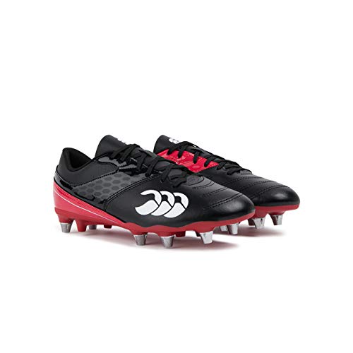 Canterbury of New Zealand Phoenix Raze Soft Ground Zapatillas de rugby Hombre, Negro (Black/ True Red 989), 43 EU