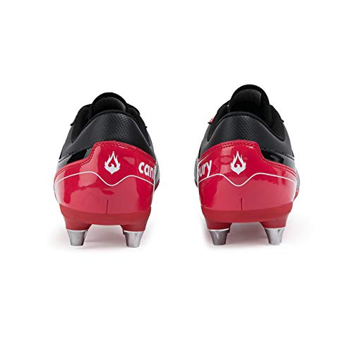 Canterbury of New Zealand Phoenix Raze Soft Ground Zapatillas de rugby Hombre, Negro (Black/ True Red 989), 43 EU