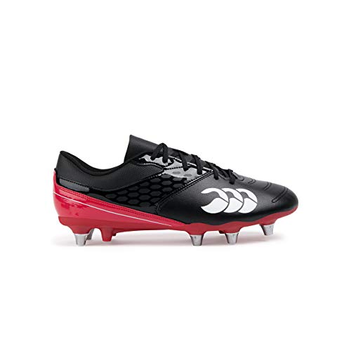 Canterbury of New Zealand Phoenix Raze Soft Ground Zapatillas de rugby Hombre, Negro (Black/ True Red 989), 43 EU