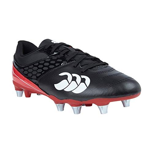 Canterbury of New Zealand Phoenix Raze Soft Ground, Zapatillas de Rugby Unisex Adulto, Negro (Black/True Red 989), 45.5 EU