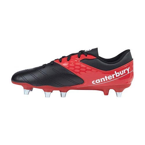 Canterbury of New Zealand Phoenix Raze Soft Ground, Zapatillas de Rugby Unisex Adulto, Negro (Black/True Red 989), 45.5 EU