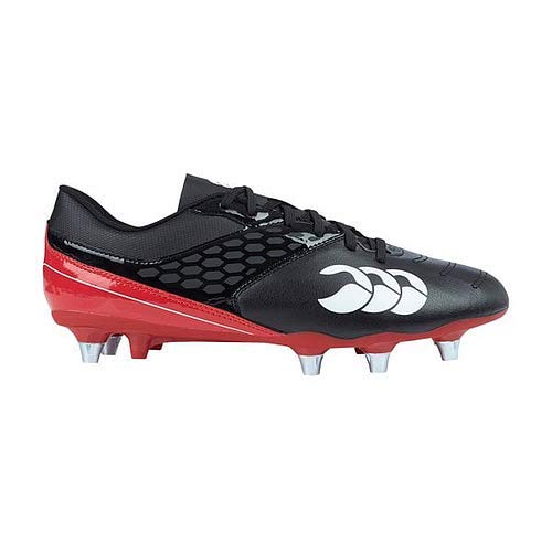 Canterbury of New Zealand Phoenix Raze Soft Ground, Zapatillas de Rugby Unisex Adulto, Negro (Black/True Red 989), 45.5 EU