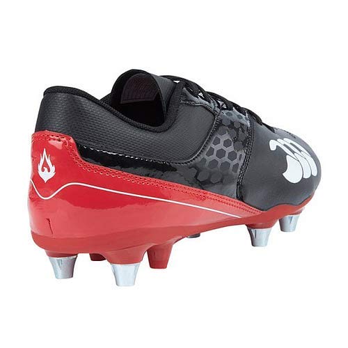 Canterbury of New Zealand Phoenix Raze Soft Ground, Zapatillas de Rugby Unisex Adulto, Negro (Black/True Red 989), 45.5 EU