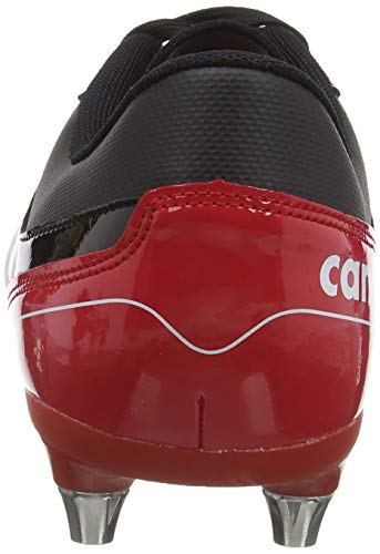 Canterbury Phoenix Raze Soft Ground, Zapatillas para Rugby Hombre, CCC Negro/Rojo Verdadero, 44.5 EU