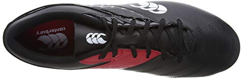 Canterbury Phoenix Raze Soft Ground, Zapatillas para Rugby Hombre, CCC Negro/Rojo Verdadero, 44.5 EU