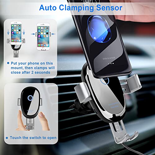 Cargador inalámbrico para coche, IR carga inalámbrica de coche QI Soporte 10 W/7,5 W/5 W para iPhone XR/XS Max/XS/X/8, Samsung Galaxy S9/S9+/S8/S7/Note 8, Huawei Mate 20 Pro/P30 Pro, Xiaomi Mix 2S