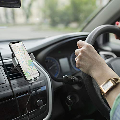 Cargador inalámbrico para coche, IR carga inalámbrica de coche QI Soporte 10 W/7,5 W/5 W para iPhone XR/XS Max/XS/X/8, Samsung Galaxy S9/S9+/S8/S7/Note 8, Huawei Mate 20 Pro/P30 Pro, Xiaomi Mix 2S