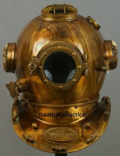 Casco de buceo US Navy Mark V Deep Sea Marine Divers Antiguo Buceo Mar Réplica de latón Vintage Deep Sea Solid Marine Casco para oficina y decoración del hogar