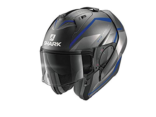 Casco de moto Shark EVO ES YARI Mat ABS, Gris/Azul, XS