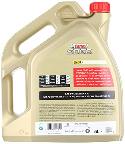 Castrol EDGE 5W-30 LL Aceite de Motor 5L, Gold