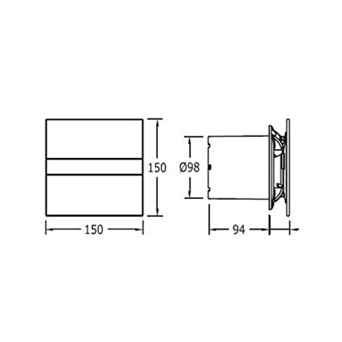 CATA E 100 GT Modelo E-100 baño silencioso | Serie e Glass | Bajo Consumo | Ventilador Extractores de aire | Alta Eficiencia Energética, 8 W, 230 V, Cristal Blanco