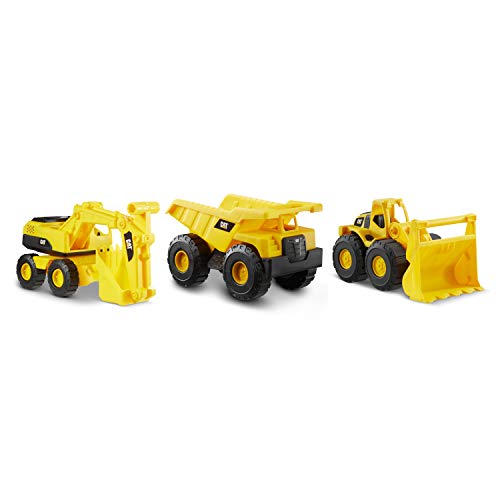 Caterpillar Dump Truck, Wheel Loader, & Excavator Camiones Mini Crew 3 Pack Volquete, Cargadora de Ruedas y Excavadora, Color Amarillo, 17.8 x 10.2 x 10.2 centímetros (Funrise International 82284)