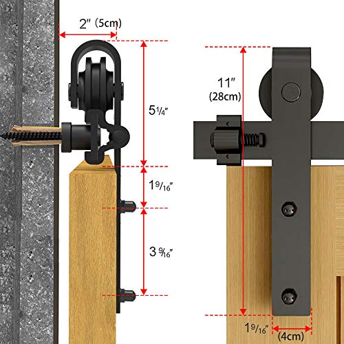 CCJH 6FT/1.83M Herraje para Puerta Corredera Kit de Accesorios para Puertas Correderas, Contiene Guía de suelo ajustable