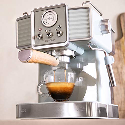 Cecotec Cafetera Express Power Espresso 20 Tradizionale para espressos y cappuccinos, rápido Sistema de Calentamiento por thermoblock, 20 Bares, manómetro PressurePro y vaporizador orientable