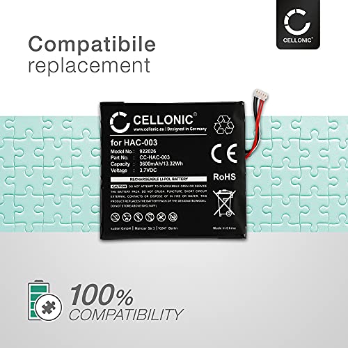 CELLONIC® Batería de Repuesto HAC-001, HAC-003 para Nintendo Switch, 3600mAh, Accu de Larga duración Battery