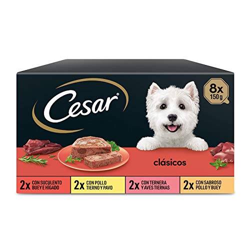 Cesar Comida Húmeda para Perros, Selección de Clásicos en Paté, Multipack (Pack de 3 x 8 Tarrinas x 150g)