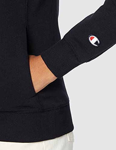 Champion Classic Logo Crewneck Sweatshirt Sudadera, Negro, M para Mujer