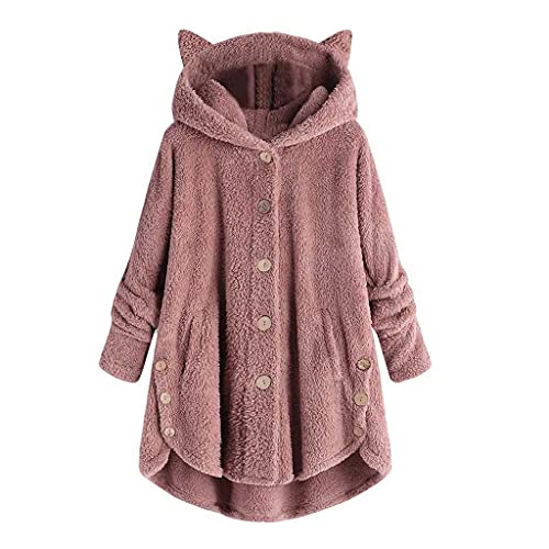 Chaqueta Mujer Invierno Ropa de Forro Polar Sudaderas Con Capucha Tops Con Orejas de Gato Sueter Mujer Invierno 2021 de Caliente Jersey Con Capucha Cárdigans Rosado Vino Negro Café Rosa Rebeca S-5XL