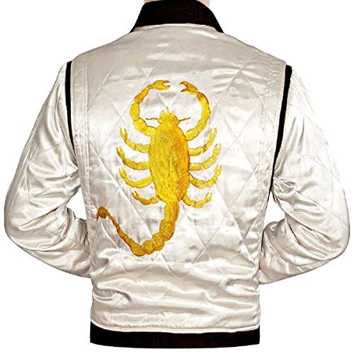 Chaqueta para hombre Movie Drive Scorpion - Ryan Gosling acolchada de satén blanco, blanco, M