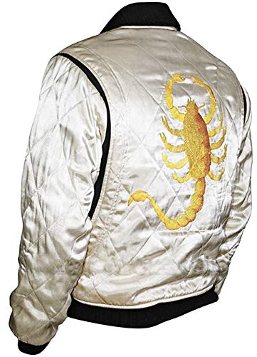 Chaqueta para hombre Movie Drive Scorpion - Ryan Gosling acolchada de satén blanco, blanco, M