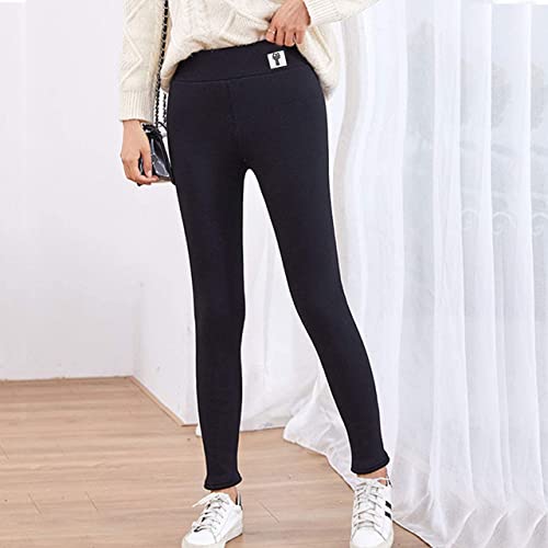 CheChury Leggings Térmicos Pantalones Mujeres Invierno Cálida Cintura Alta Elásticos Forrado de Terciopelo Térmico Leggings Anti-acumulación Espesar Pantalones Casuales Todos Los Días