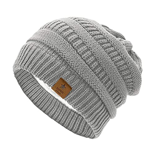 CheChury Moda Invierno Beanie Gorro de Punto Clásico Suave de Lana Cable Gorro de Punto Unisexo Ribbed Holgado Sombrero Artículos Imprescindibles para Exteriores