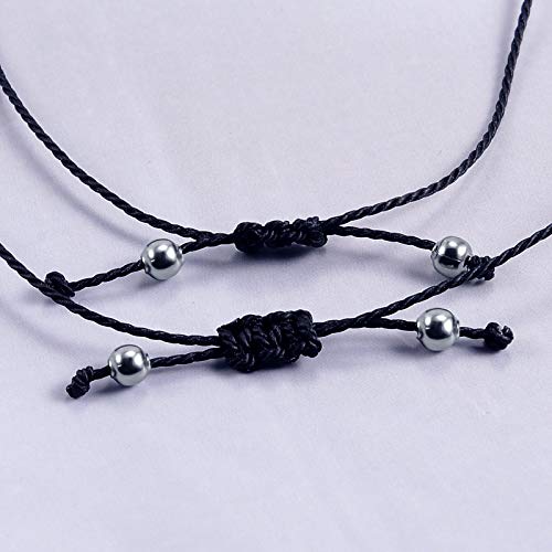 CheersLife 2 piezas código Morse cuentas de arroz pareja pulsera amuletos de la suerte joyería tejida a mano regalos para mujeres novio novia mejores amigos madre hija regalos del día de San Valentín