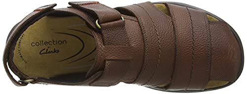 Clarks Hapsford Cove, Sandalias para Pescador Hombre, Piel marrón Tumbled, 43 EU