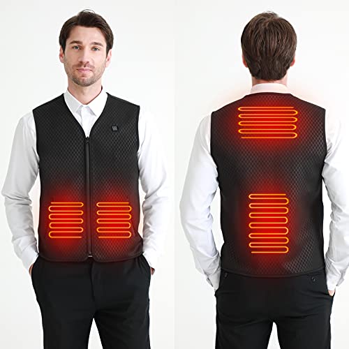 Clheatky Chaleco Calentado Eléctrico Chaleco Calefactable para Hombre y Mujer USB Lavable Térmico Chaqueta para Actividades Frías al Aire Libre, Esquí, Caza, Pesca(Sin Batería)