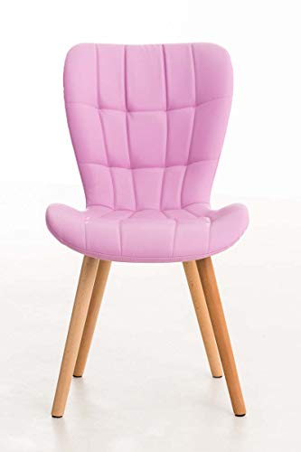 CLP Silla de Comedor Elda Tapizada en Cuero Sintético I Silla para Visita Estilo Nórdico I Silla de Recepción con Base de Madera I Color:, Color:Fucsia