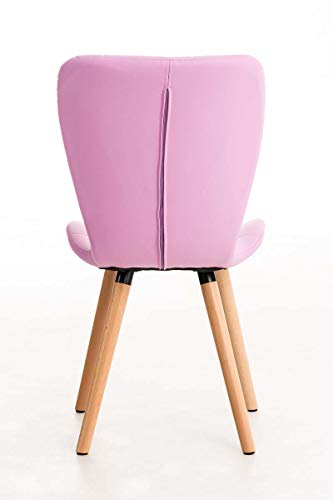 CLP Silla de Comedor Elda Tapizada en Cuero Sintético I Silla para Visita Estilo Nórdico I Silla de Recepción con Base de Madera I Color:, Color:Fucsia