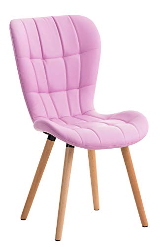 CLP Silla de Comedor Elda Tapizada en Cuero Sintético I Silla para Visita Estilo Nórdico I Silla de Recepción con Base de Madera I Color:, Color:Fucsia