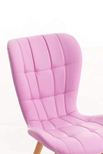 CLP Silla de Comedor Elda Tapizada en Cuero Sintético I Silla para Visita Estilo Nórdico I Silla de Recepción con Base de Madera I Color:, Color:Fucsia