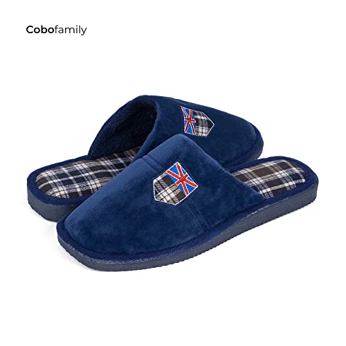 CoboFamily Zapatillas de Estar por Casa Hombre Zapatos Suapel Plano Cerradas Termicas Comodas Pantufla Suela EVA (45, Marino)