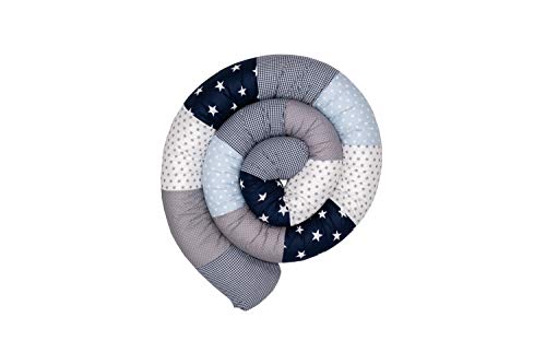 Cojín protector para cuna de ULLENBOOM ® cojín chichonera en forma de serpiente azul claro azul gris (ideal para proteger al bebé de los barrotes de la cuna o como cojín de apoyo)