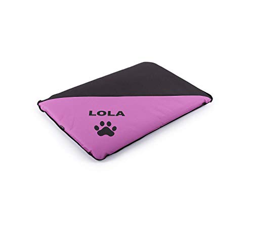 Colchoneta Personalizada para Perros - Impermeable y Resistente - Colchón para Perro Grande, Pequeño y Mediano - Exterior e Interior - Cama Antimordeduras (L - 105 x 75 x 6 CM, Malva)