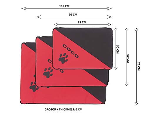 Colchoneta Personalizada para Perros - Impermeable y Resistente - Colchón para Perro Grande, Pequeño y Mediano - Exterior e Interior - Cama Antimordeduras (L - 105 x 75 x 6 CM, Malva)