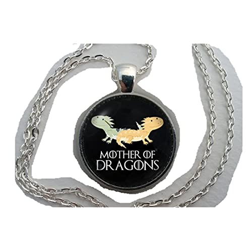 Collar de dragones barbudos, colgante de cúpula de cristal, regalo para amantes de lagartos, cabujón de arte redondo