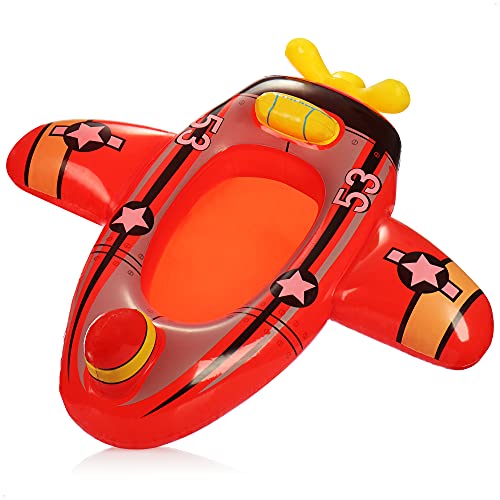 com-four® Figura de natación con diseño de avión - Bote de Goma Inflable para niños - colchón de Aire para divertirse en el baño - Figura de baño para la Playa y la Piscina (Avion Rojo)