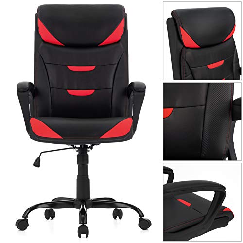 COMIFORT Silla de Gaming Imola con Respaldo Alto, Silla Gamer Oficina Despacho con Acolchado Total, Silla Racing Altura Regulable y Movimiento Giratorio, Sillon Gaming Tapizado Sport Color Negro