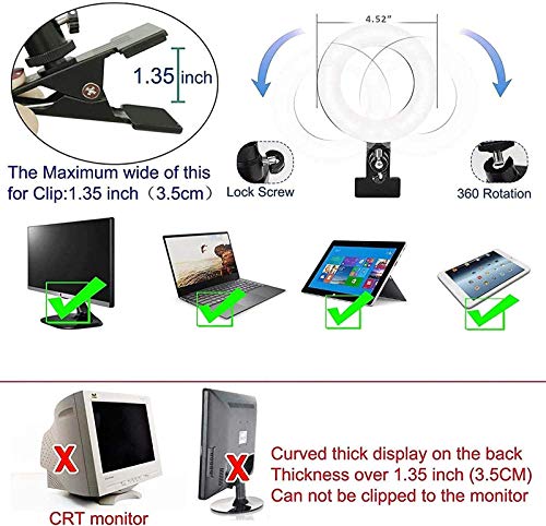 Conference Lighting Kit Ring Light with Phone Holder Laptop Light Selfie Light with Clamp Zoom Meeting for Remote Working/Self Broadcasting/Live Streaming