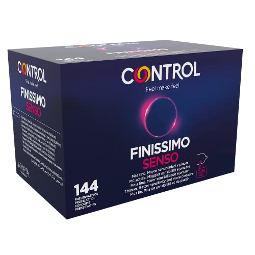 Control Senso Preservativos - Caja de condones muy finos para mayor sensibilidad, 144 unidades (pack grande ahorro) - Gama placer natural, lubricados, perfecta adaptabilidad