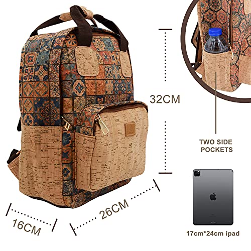 CORKCHO Mochila De Corcho Unisex, Mochila para Mujer o Hombre, De Corcho, Moda Casual 32x26x16cm con Correas Ajustables para Guardar Libros, Material Escolar o Viaje