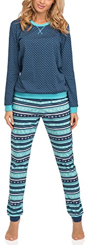 Cornette Pijama para Mujer 671 2016 (Jeans/Turquesa(Emily), L)