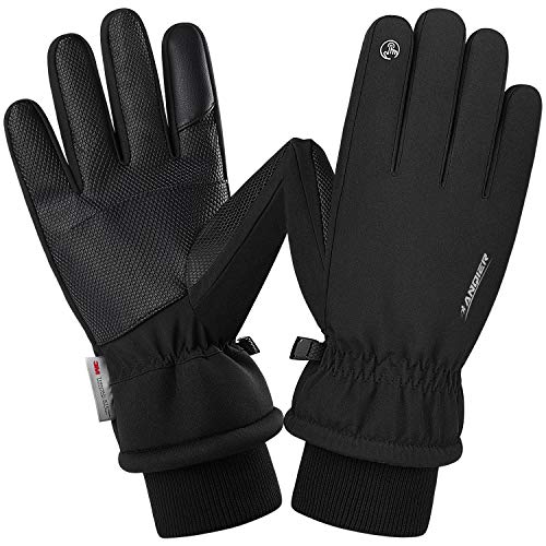 coskefy Guante de Esquí Hombre Guantes Termicos Mujeres Guantes Invierno Nieve Guantes Tactile Guantes Ciclismo Negros Cálidos Antideslizantes Ideal para Running Deporte Hacer Senderismo Montañismo