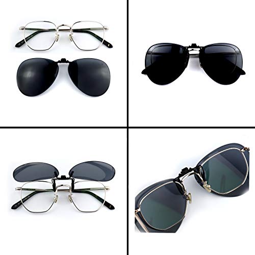 CREYESTAL Clip Gafas de Sol Polarizadas, Clip para Gafas para Sol, Clip Solar, Abatible y Ultraligero, Hombre, Mujer, 100% Anti-UV, Certificado CE