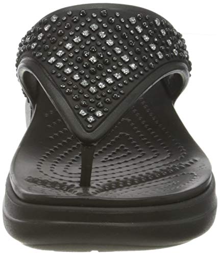 Crocs Monterey Shimmer Wedge, Chanclas Mujer, Black, 39/40 EU