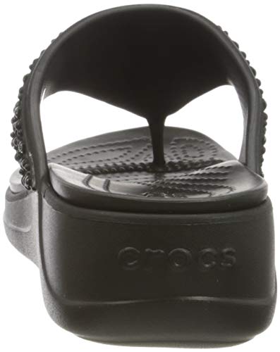 Crocs Monterey Shimmer Wedge, Chanclas Mujer, Black, 39/40 EU