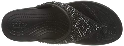 Crocs Monterey Shimmer Wedge, Chanclas Mujer, Black, 39/40 EU