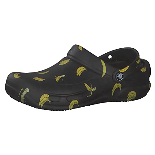 Crocs Zuecos Unisex Bistro Graphic, Negro Amarillo, 41/42 EU